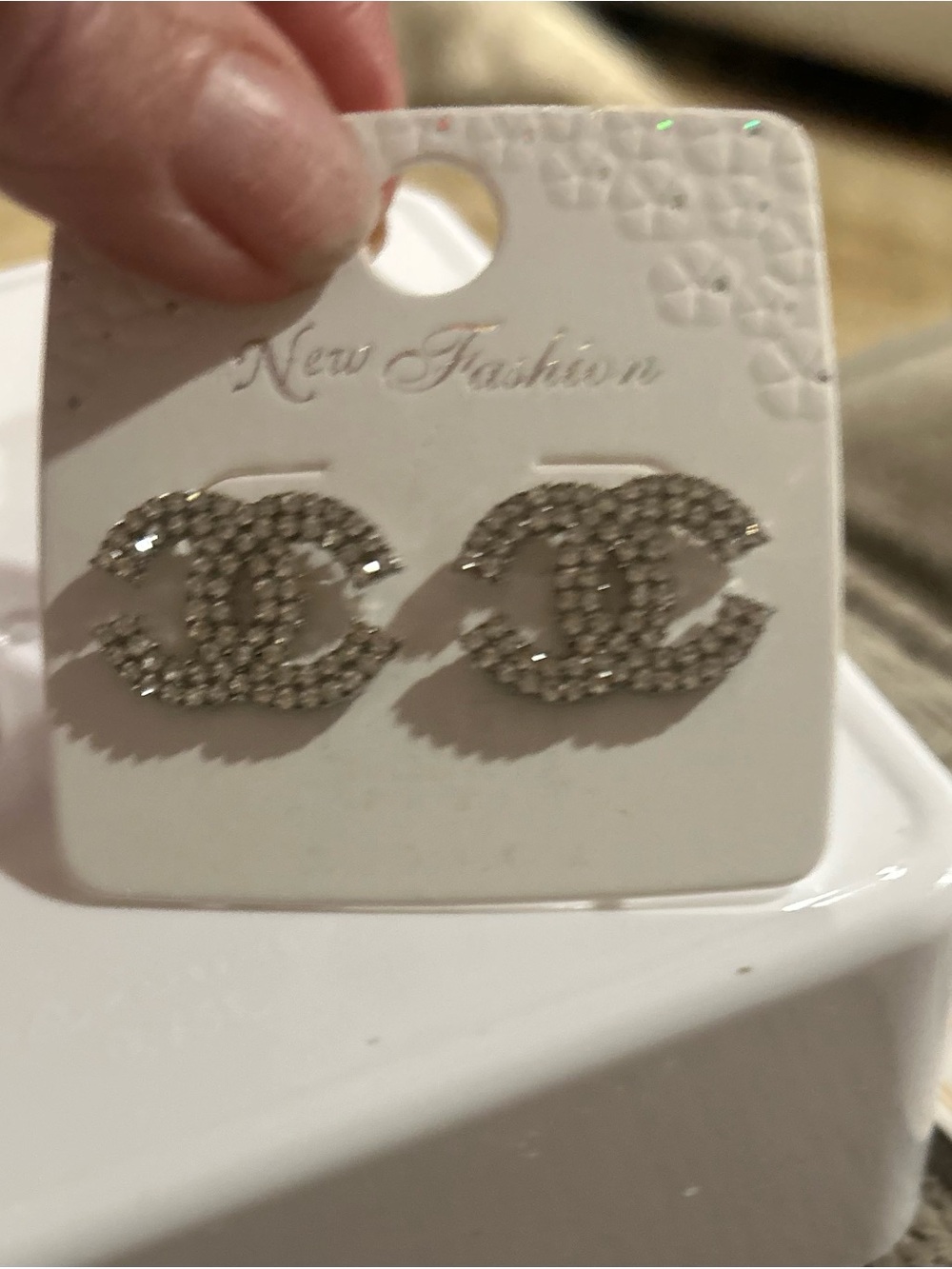 Sparkling Interlocking Stud Earrings - Gold and Silver, 2 pairs - Picture 2 of 7